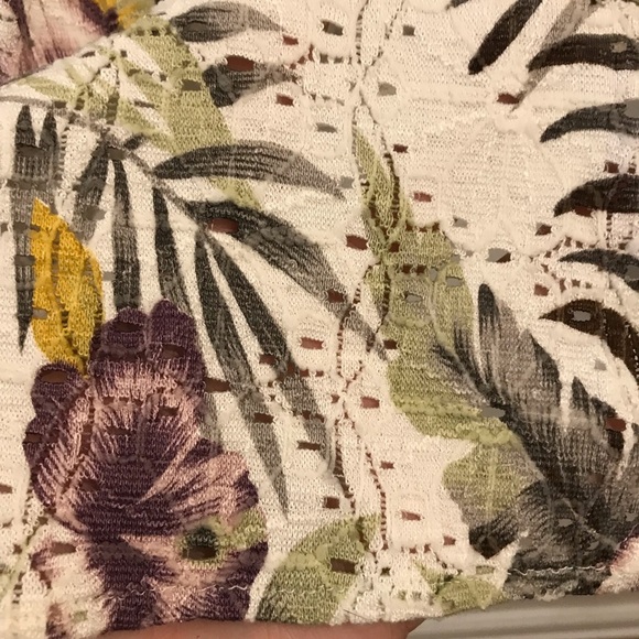 Show Me Your Mumu Jess Eyelet Cardigan medium floral green purple yellow - Picture 6 of 8